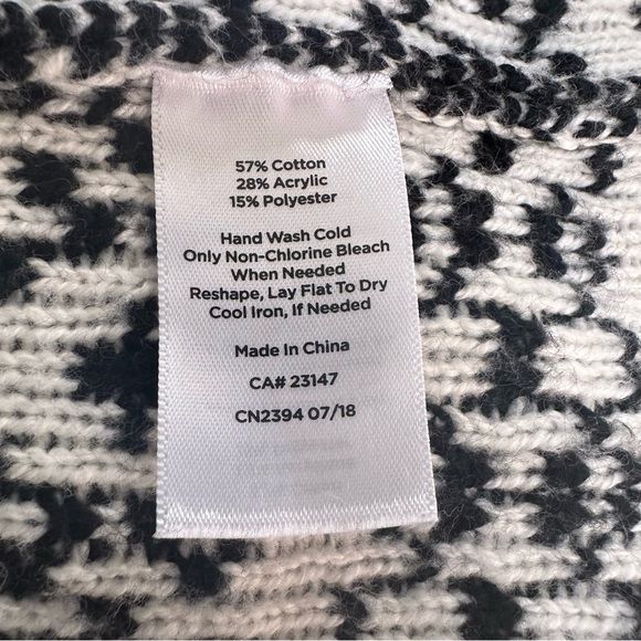 Talbots Black Fair Isle Open-Front Cardigan Sweater, MP - Picture 8 of 9